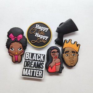 Shoe Charms Black Dreams Matter Happy Wife Happy Life Wink-lady 6 piece set #8